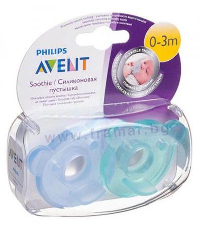АВЕНТ ЗАЛЪГАЛКА SOOTHIE SHAPES МЕЧЕ 0 - 3 месеца * 2