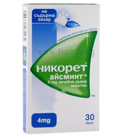 НИКОРЕТ дъвки 4 мг. * 30