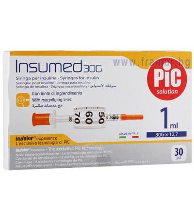 СПРИНЦОВКА ИНСУЛИНОВА PIC INSUMED 30G 1 мл * 30