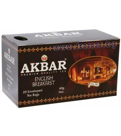 ЧАЙ АКБАР АНГЛИЙСКА ЗАКУСКА ФИЛТЪР В ПЛИК * 20