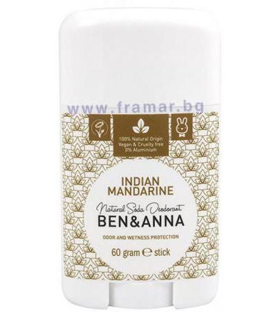 БЕН & АНА СТИК-ДЕЗОДОРАНТ ИНДИЪН МАНДАРИН 60 гр.