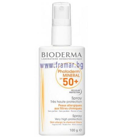 БИОДЕРМА ФОТОДЕРМ МИНЕРАЛ СЛЪНЦЕЗАЩИТЕН СПРЕЙ SPF 50+ 100 мл.