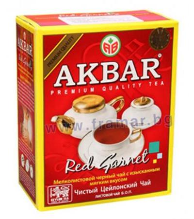 ЧАЙ АКБАР ЦЕЙЛОНСКИ ЧЕРЕН ЧАЙ НА ЛИСТА ЧЕРВЕН ГРАНАТ 100 гр.