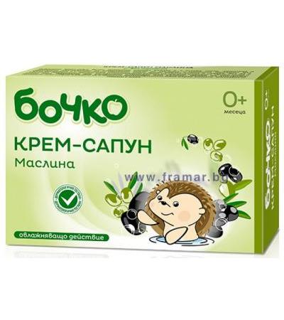 БОЧКО БЕБЕШКИ КРЕМ - САПУН С МАСЛО ОТ МАСЛИНА С ОВЛАЖНЯВАЩО ДЕЙСТВИЕ 75 гр.